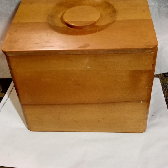 Vintage 4 PC Solid Wooden Canister Set Square,I'd century Modern - Picture 4 of 8